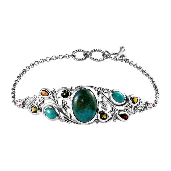 Sierra Nevada T&uuml;rkis und Mehrfach-Turmalin-Armband, 19 cm - 10,93 ct.