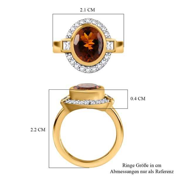Madeira Citrin und Zirkon Ring 925 Silber vergoldet  ca. 2,93 ct image number 6