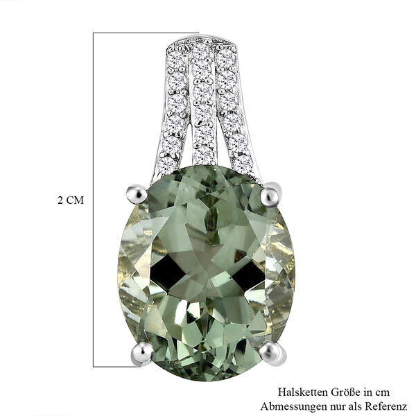 Prasiolith und wei&szlig;er Zirkon-Anh&auml;nger, 925 Silber platiniert ca. 4,57 ct image number 9