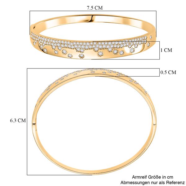 Wei&szlig;er Zirkonia Armreif ca. 19 cm Nickelfreies Messing, Goldfarben image number 7