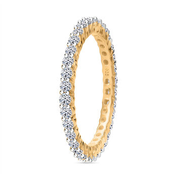 LUXURIANT SI-GH Labor Diamant Ring, 925 Silber Gelbgold Vermeil - 1 ct.