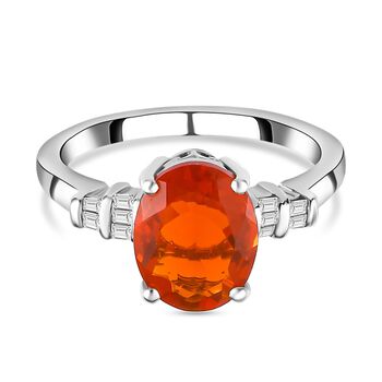 Purpurroter Feueropal und Diamant-Ring - 2,21 ct.