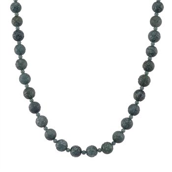 D'Joy Nat&uuml;rlicher Olmek Jadeit Halskette ca. Flexibles cm 925 Silber rhodiniert ca. 400.00 ct