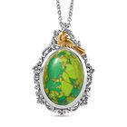 Grüner Mojave-Türkis Anhänger mit Kette, 925 Silber bicolor, ca. 18.00 ct