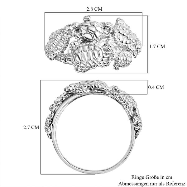 Royal Bali - 925 Silber Schildkröte Ring (Größe 17.00) ca. 5,50g image number 5