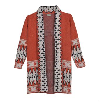 Kuschelig weiche Strickjacke im Inka-Stil, Rot