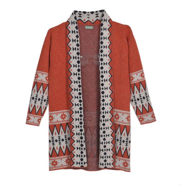 Kuschelig weiche Strickjacke im Inka-Stil, Rot