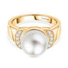 EVER TRUE Süßwasser Perle (10.5-11 mm), Weißer Zirkon Ring Nickelfreies Messing (Größe 18.00)