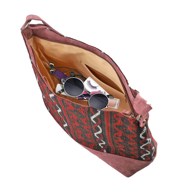 100% Echtleder Umhängetasche, lila image number 6