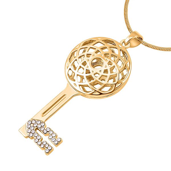 Weißer Kristall-Schlüssel-Anhänger mit Kette in Goldton, 73 cm image number 3