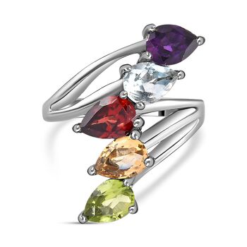 Mehfarbiger Edelstein-Ring, (Gr&ouml;&szlig;e 16.00) Edelstahl, ca. 3,41 ct