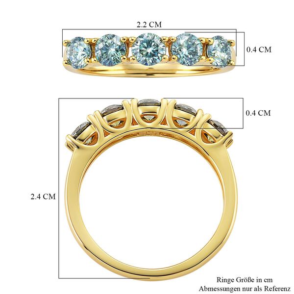 D'Joy blauer Moissanit Ring, 925 Silber vergoldet - 1,50 ct. image number 7