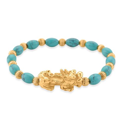 Blauer Howlit Pixiu Armband, flexibel, gelb vergoldet ca. 35.00 ct image number 0