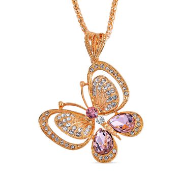 Rosa Kristall, Wei&szlig;er Kristall Halskette ca. 70 cm  Std Gelb