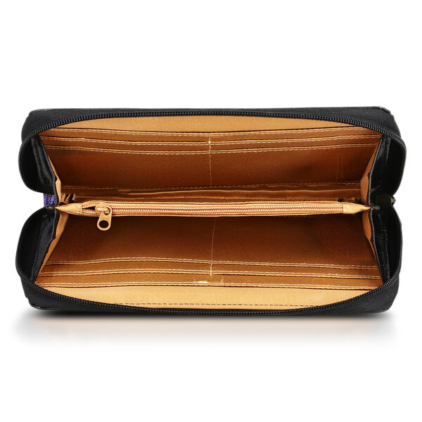 Handbemalte Leder Geldb&ouml;rse RFID, Schwarz, 22.8 x 2.5 x 12.7 cm image number 8