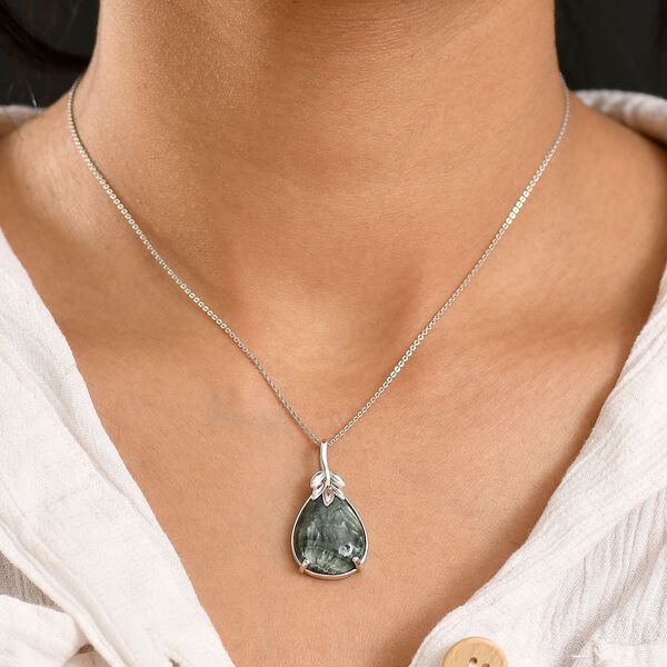 Viktorianische Blüte - Sibirischer Seraphinite Anhänger, 925 Silber rhodiniert ca. 11.21 ct image number 3