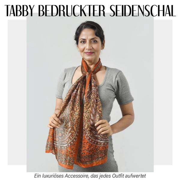 Eleganter Schal aus 100% Seide, Orange image number 2