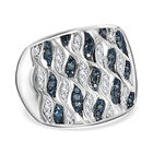 Kanchanaburi Blauer Saphir, Blauer Diamant Ring 925 Silber platiniert (Gr&ouml;&szlig;e 17.00) ca. 0,52 ct