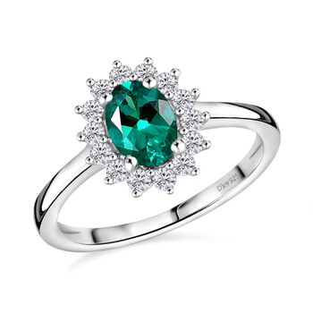 LUXURIANT AAA Labor kolumbianischer Smaragd und Moissanit Ring und Ohrringe