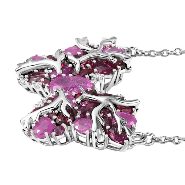 GP Trionfo Kollektion - Ilakaka Rosa Saphir (Fissure gef&uuml;llt), Lotus Granat Halskette ca. 45 cm 925 Silber rhodiniert ca. 7.36 ct image number 5