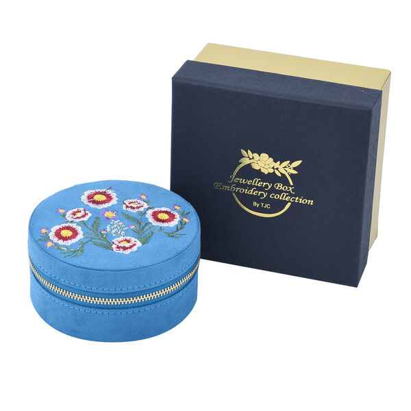 Runde Schmuckbox mit Spiegel und Rei&szlig;verschluss, T&uuml;rkis image number 6