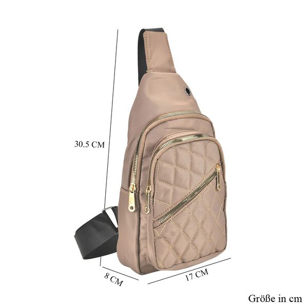 Stepp-Slingtasche mit RFID-Schutz und Kopfhöreröffnung, Größe: 17x7,5x30cm, Braun image number 8