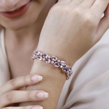 AA Rose De France Amethyst, Wei&szlig;er Zirkon Armband ca. 19 cm 925 Silber ros&eacute;vergoldet ca. 36,12 ct.