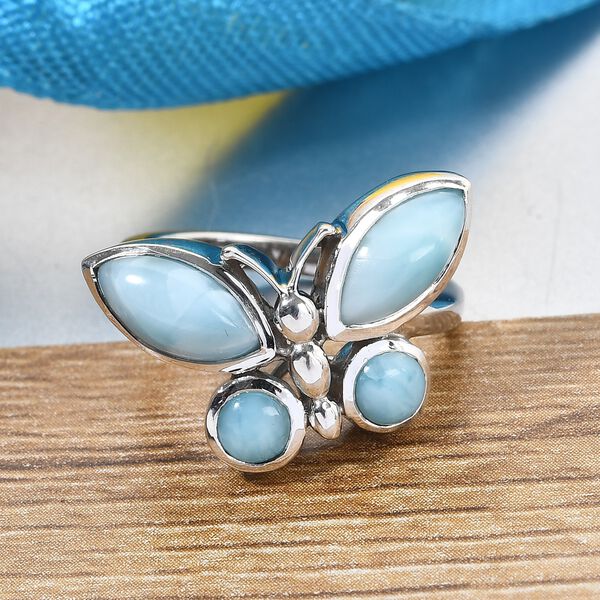 Larimar Ring  925 Silber Platin-&Uuml;berzug image number 2