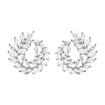 Wei&szlig;e Zirkonia Ohrringe, Nickelfreies Messing