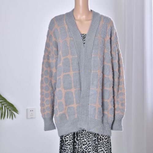 Cardigan mit 2 Taschen, Einheitsgröße, 64x84cm, grau und pfirsichfarben image number 0