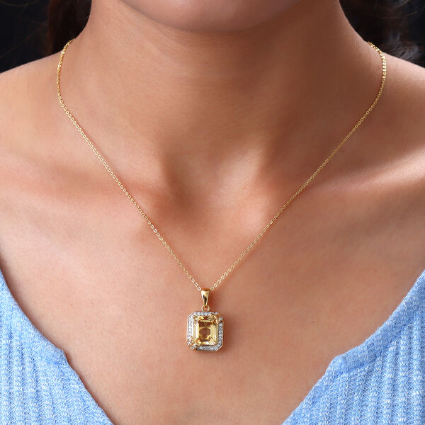 Citrine und Zirkon Anhänger mit Kette 45 cm. 925 Silber vergoldet ca. 4,72 ct image number 3