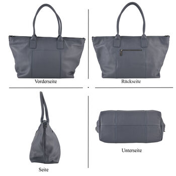 "lifestyle-Color:Blue size/Profile: Genuine Leather tote bag :wall(exterior);Genuine Leather. Lining(interior):polyester   Pockets(exterior):zipped-2,pocket-1 Pockets(interior):Zipped-2,slip-2 Measurement:38*17*30cm"