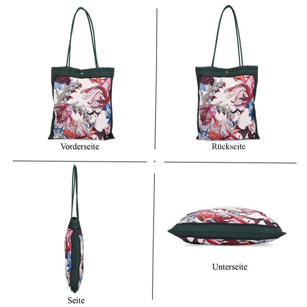 2er-Set Einkaufstaschen mit floralem Motiv, 34x40 cm, Dunkelgrün image number 8