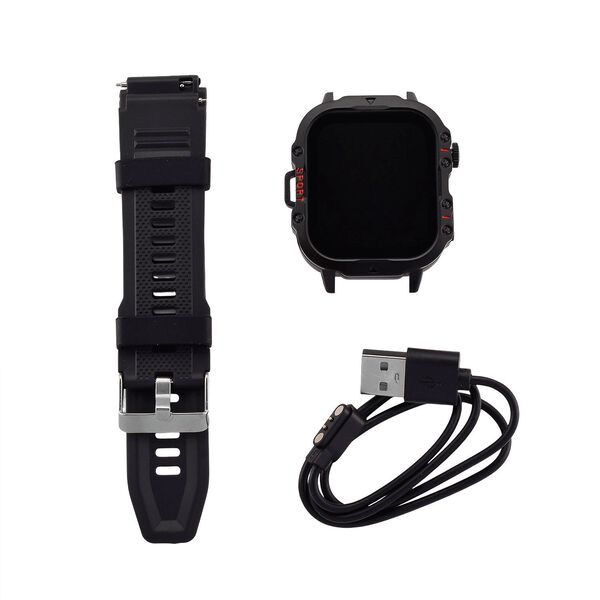 H19 Smartwatch, 2.01 Zoll HD-Display, Schwarzes Silikonarmband image number 8