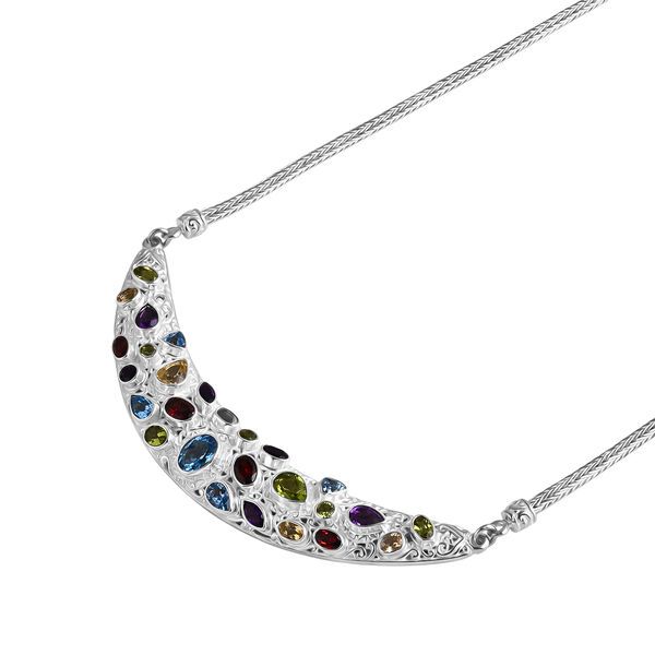 D'Joy Royal Bali Schweizer Blautopas, Peridot Halskette ca. 45 cm 925 Silber ca. 10.06 ct image number 3