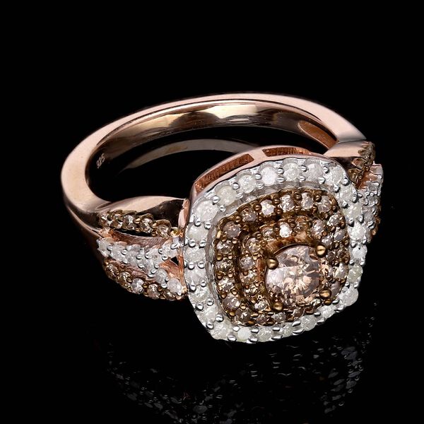 Natürlicher Champagner- und weißer Diamant-Ring - 1 ct. image number 2