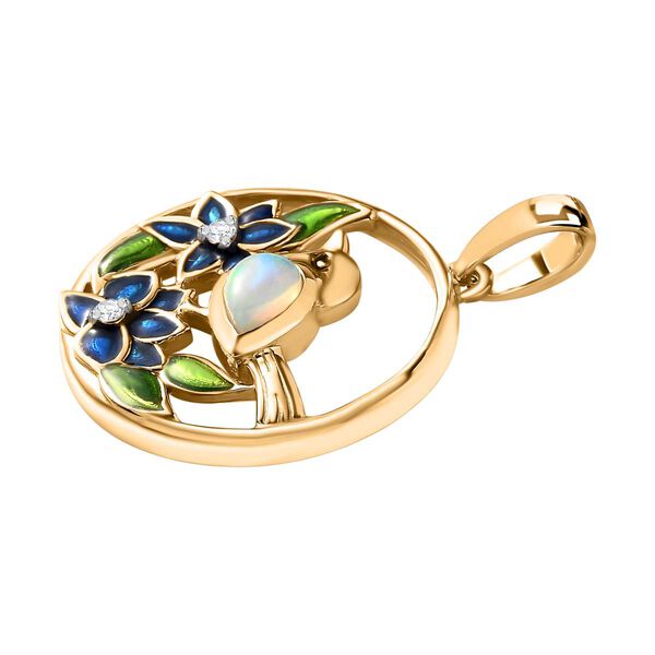 AA nat&uuml;rlicher &auml;thiopischer Welo Opal und Zirkon-Anh&auml;nger - 0,34 ct. image number 5