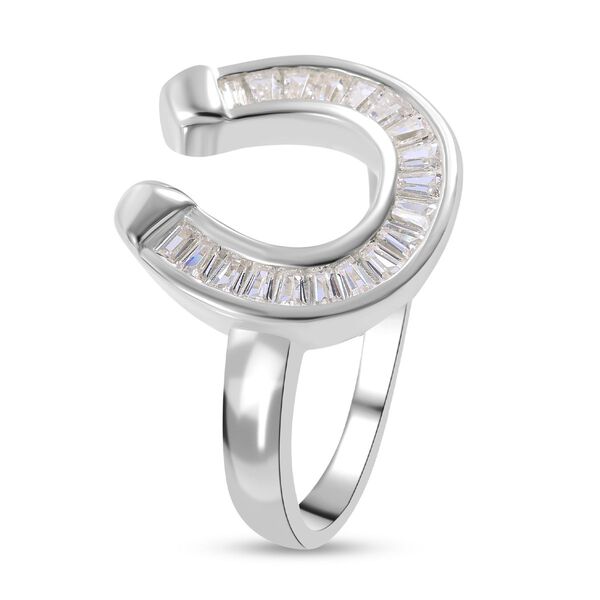 Lustro Stella - Wei&szlig;er Zirkonia Hufeisen-Ring, 925 Silber platiniert image number 4