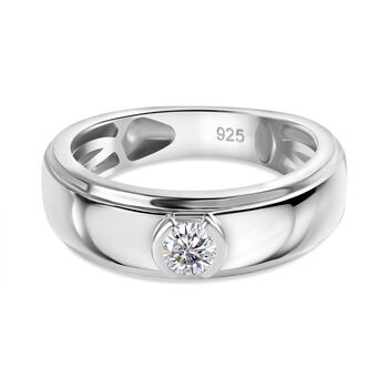 Moissanit Ring 925 Silber platiniert (Gr&ouml;&szlig;e 16.00) ca. 0,16 ct