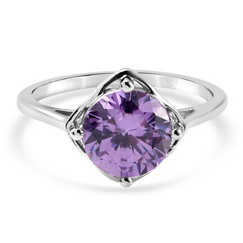 LUSTRO STELLA - Amethyst Zirkonia-Ring, 925 Silber platiniert (Gr&ouml;&szlig;e 16.00) ca. 3,35 ct