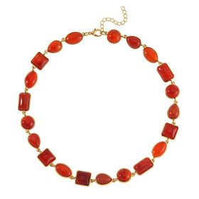 Roter Achat Halskette ca. 45 cm Legierung Standard gelb vergoldet ca. 160,00 ct.