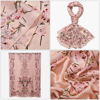 LA MAREY - 100% Maulbeeren-Seidenschal, Chiffon, 60x170 cm, Hellrosa