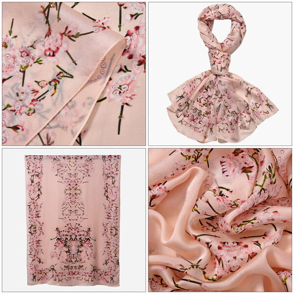 LA MAREY - 100% Maulbeeren-Seidenschal, Chiffon, 60x170 cm, Hellrosa image number 4