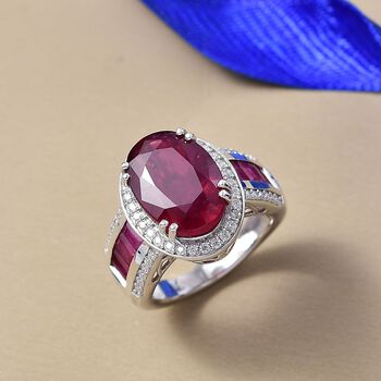 D'Joy AA Afrikanischer Rubin und Moissanit Ring - 11,44 ct.