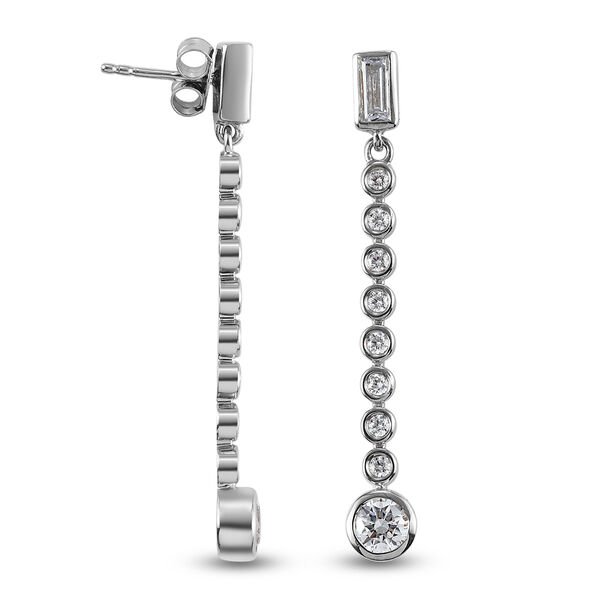 LUSTRO STELLA Hergestellt mit Feinster ZIRKONIA Tropfen Ohrhänger 925 Silber platiniert  image number 4