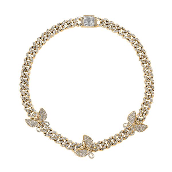 DESIGNER INSPIRIERT Schmetterling Wei&szlig;er Kristall Halskette ca. 45 cm, Goldfarben image number 6
