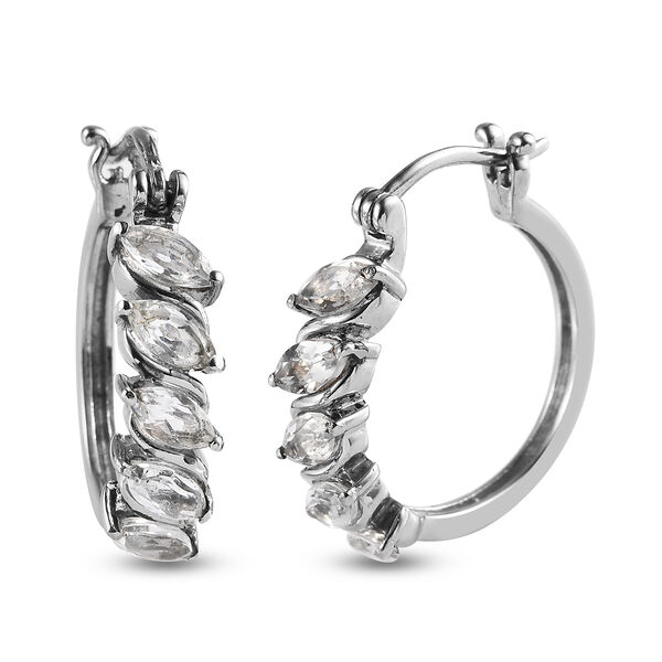 Wei&szlig;e Topas-Creolen, Edelstahl ca. 2,84 ct