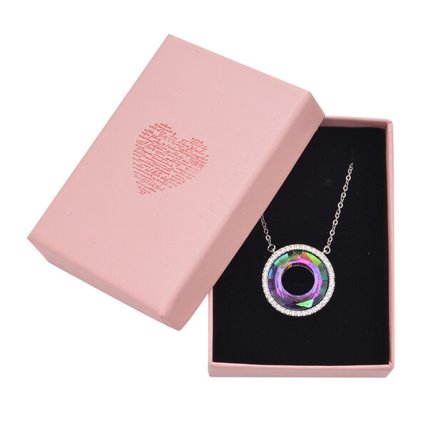 Glas und wei&szlig;e Zirkonia Halskette, ca. 50 cm, Edelstahl ca. 0.15 ct image number 7