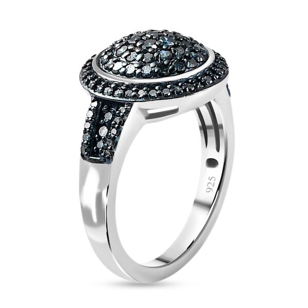 Blauer Diamant Ring, 925 Silber platiniert, (Gr&ouml;&szlig;e 19.00), ca. 0.75 ct image number 5