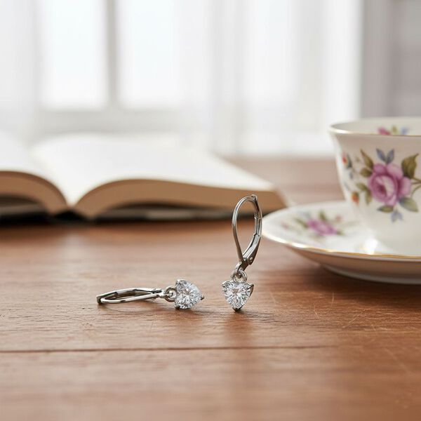 LUXURIANT SGL zertifizierte VS-GH Labor Diamant Ohrringe, 925 Silber rhodiniert - 1 ct. image number 1